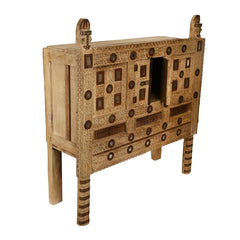 Rajasthan Hand carved Furniture Antique Solid Wood Damchiya in Natural Finish Rajasthan Hand carved Furniture Antique Solid Wood Damchiya in Natural Finish