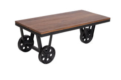 Kraft Bazaar Teak Wood Cart Coffee Table 100×50 cm Kraft Bazaar Teak Wood Cart Coffee Table 100×50 cm