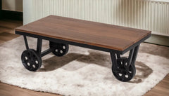 Kraft Bazaar Teak Wood Cart Coffee Table 100×50 cm Kraft Bazaar Teak Wood Cart Coffee Table 100×50 cm