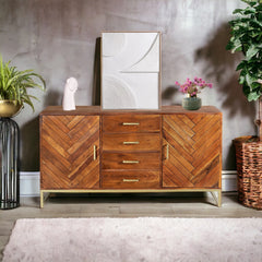 Kraft Bazaar Bruno Sideboard Teak Finish 150x40x83Cm Kraft Bazaar Bruno Sideboard Teak Finish 150x40x83Cm