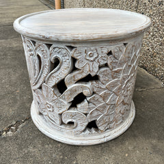 Hand Carved Indian Mango Wood Round Coffee Table 60X60X50CM Hand Carved Indian Mango Wood Round Coffee Table 60X60X50CM