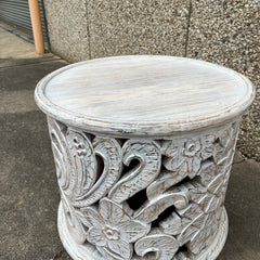 Hand Carved Indian Mango Wood Round Coffee Table 60X60X50CM Hand Carved Indian Mango Wood Round Coffee Table 60X60X50CM