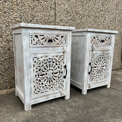 Indian Hand Carved Solid Wooden Bedside Table 50X40X68CM Indian Hand Carved Solid Wooden Bedside Table 50X40X68CM