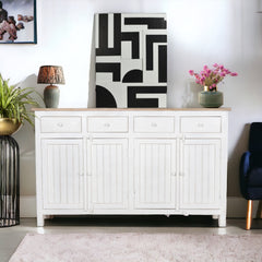 Kraft Bazaar Madrid Sideboard (L) white with distressed Edges 150x40x90Cm Kraft Bazaar Madrid Sideboard (L) white with distressed Edges 150x40x90Cm