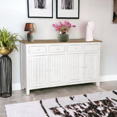 Kraft Bazaar Madrid Sideboard (L) white with distressed Edges 150x40x90Cm Kraft Bazaar Madrid Sideboard (L) white with distressed Edges 150x40x90Cm
