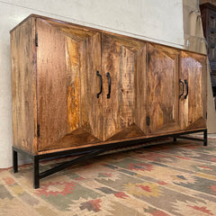 Indian Furniture Handmade Solid Wood Sideboard Carved 4 Doors Brown Modish 180x40x93Cm Indian Furniture Handmade Solid Wood Sideboard Carved 4 Doors Brown Modish 180x40x93Cm