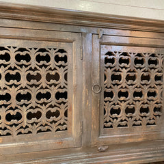 Handcrafted Carved Indian Furniture Handmade Solid Wood Grey Sideboard Jali door 184x46x96Cm Handcrafted Carved Indian Furniture Handmade Solid Wood Grey Sideboard Jali door 184x46x96Cm
