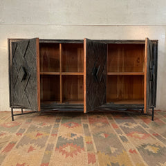 Handmade Indian Furniture Solid Hard Wood 3 Doors Sideboard in Black Handmade Indian Furniture Solid Hard Wood 3 Doors Sideboard in Black