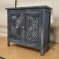 Handcrafted Indian Furniture Carved Solid Hard Wood 2 Mirror Doors Cabinet Black 81x31x75cm Handcrafted Indian Furniture Carved Solid Hard Wood 2 Mirror Doors Cabinet Black 81x31x75cm