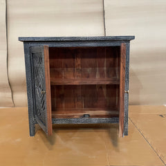 Handcrafted Indian Furniture Carved Solid Hard Wood 2 Mirror Doors Cabinet Black 81x31x75cm Handcrafted Indian Furniture Carved Solid Hard Wood 2 Mirror Doors Cabinet Black 81x31x75cm