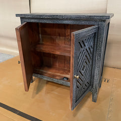 Handcrafted Indian Furniture Carved Solid Hard Wood 2 Mirror Doors Cabinet Black 81x31x75cm Handcrafted Indian Furniture Carved Solid Hard Wood 2 Mirror Doors Cabinet Black 81x31x75cm