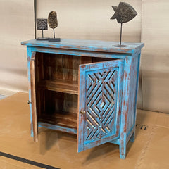 Handcrafted Indian Furniture Carved Solid Hard Wood 2 Mirror Doors Cabinet Blue Handcrafted Indian Furniture Carved Solid Hard Wood 2 Mirror Doors Cabinet Blue