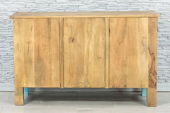 Urban Loft Handmade Solid Mango Wood Carved Sideboard in Rustic Blue Urban Loft Handmade Solid Mango Wood Carved Sideboard in Rustic Blue