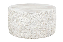 Urban Loft Handmade Solid Mango Wood Carved Coffee Table Distressed White Urban Loft Handmade Solid Mango Wood Carved Coffee Table Distressed White