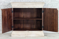 Urban Loft Old Door Handmade Solid Mango Wood Carved Sideboard in White Urban Loft Old Door Handmade Solid Mango Wood Carved Sideboard in White