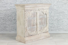 Urban Loft Old Door Handmade Solid Mango Wood Carved Sideboard in White Urban Loft Old Door Handmade Solid Mango Wood Carved Sideboard in White