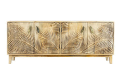 Urban Loft Handmade Solid Mango Wood Carved 4 Doors Sideboard Natural Urban Loft Handmade Solid Mango Wood Carved 4 Doors Sideboard Natural