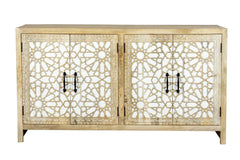 Urban Loft Classic Handmade Solid Mango Wood Carved 4 Doors Sideboard Urban Loft Classic Handmade Solid Mango Wood Carved 4 Doors Sideboard