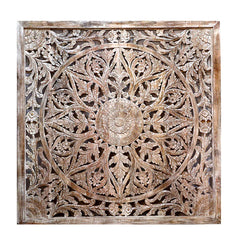 Solid Hard Wood Mandala Jali Panel Natural 60x60Cm Solid Hard Wood Mandala Jali Panel Natural 60x60Cm