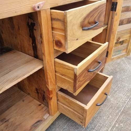 Handmade Indian Furniture Reclaimed Timber Wood Drawers Doors Sideboard 120x50x80Cm  -   Handmade Indian Furniture Reclaimed Timber Wood Drawers Doors Sideboard 120x50x80Cm  -