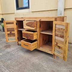 Handmade Indian Furniture Reclaimed Timber Wood Drawers Doors Sideboard 120x50x80Cm  -   Handmade Indian Furniture Reclaimed Timber Wood Drawers Doors Sideboard 120x50x80Cm  -