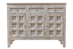 Carved Oasis Hand Carved Mango Wood Carved 3 Doors 3 Drawers Sideboard Distressed Carved Oasis Hand Carved Mango Wood Carved 3 Doors 3 Drawers Sideboard Distressed