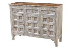Carved Oasis Hand Carved Mango Wood Carved 3 Doors 3 Drawers Sideboard Distressed Carved Oasis Hand Carved Mango Wood Carved 3 Doors 3 Drawers Sideboard Distressed
