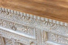 Carved Oasis Hand Carved Mango Wood Carved 3 Doors 3 Drawers Sideboard Distressed Carved Oasis Hand Carved Mango Wood Carved 3 Doors 3 Drawers Sideboard Distressed