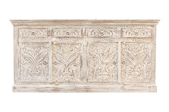 Carved Oasis Hand Carved Mango Wood 4 Doors 4 Drawers Sideboard Distressed Carved Oasis Hand Carved Mango Wood 4 Doors 4 Drawers Sideboard Distressed