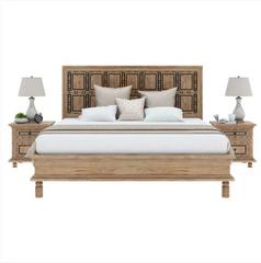 Indian Solid Mango Wood Bed in square metal design Brown 119 Indian Solid Mango Wood Bed in square metal design Brown 119