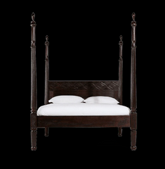 Indian Hand Carved Solid Wood Poster King Size Bed Walnut 128 Indian Hand Carved Solid Wood Poster King Size Bed Walnut 128