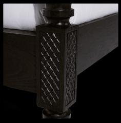 Indian Hand Carved Solid Wood Poster King Size Bed Walnut 128 Indian Hand Carved Solid Wood Poster King Size Bed Walnut 128