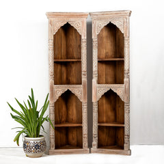 Rajasthan Handmade Indian Furniture Wooden Corner Arch Bookshelf Rajasthan Handmade Indian Furniture Wooden Corner Arch Bookshelf