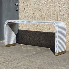 Mother of Pearl Waterfall Console Table Striped Pattern Mother of Pearl Waterfall Console Table Striped Pattern