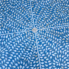 Maya Bone Inlay Indian Solid Wood Round Coffee Table Floral Pattern Blue 90x90x40 cm Maya Bone Inlay Indian Solid Wood Round Coffee Table Floral Pattern Blue 90x90x40 cm