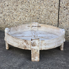 Handcrafted Carved Indian Furniture Handmade Solid Wood Chakki Grinder Coffee Table 76x76x25cm Handcrafted Carved Indian Furniture Handmade Solid Wood Chakki Grinder Coffee Table 76x76x25cm