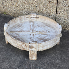 Handcrafted Carved Indian Furniture Handmade Solid Wood Chakki Grinder Coffee Table 76x76x25cm Handcrafted Carved Indian Furniture Handmade Solid Wood Chakki Grinder Coffee Table 76x76x25cm