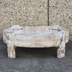 Handcrafted Carved Indian Furniture Handmade Solid Wood Chakki Grinder Coffee Table 76x76x25cm Handcrafted Carved Indian Furniture Handmade Solid Wood Chakki Grinder Coffee Table 76x76x25cm