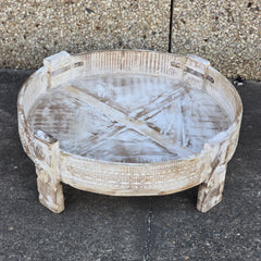 Handcrafted Carved Indian Furniture Handmade Solid Wood Chakki Grinder Coffee Table 76x76x25cm Handcrafted Carved Indian Furniture Handmade Solid Wood Chakki Grinder Coffee Table 76x76x25cm
