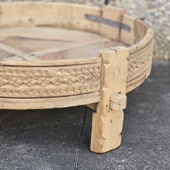 Handcrafted Carved Indian Furniture Solid Wood Chakki Grinder Coffee Table 76x76x25cm Handcrafted Carved Indian Furniture Solid Wood Chakki Grinder Coffee Table 76x76x25cm