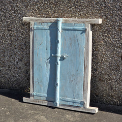 Indian Antique Hand Carved Old Small Door Panel Blue Indian Antique Hand Carved Old Small Door Panel Blue