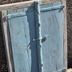 Indian Antique Hand Carved Old Small Door Panel Blue Indian Antique Hand Carved Old Small Door Panel Blue