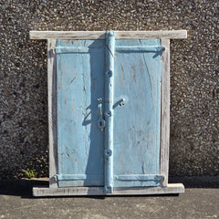 Indian Antique Hand Carved Old Small Door Panel Blue Indian Antique Hand Carved Old Small Door Panel Blue