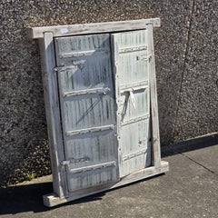 Indian Antique Hand Carved Old Small Door Panel White Indian Antique Hand Carved Old Small Door Panel White