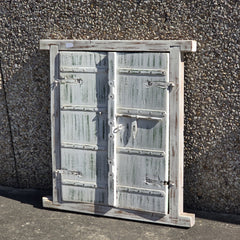 Indian Antique Hand Carved Old Small Door Panel White Indian Antique Hand Carved Old Small Door Panel White