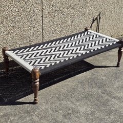 Indian Solid Wood Charpai Khat Manjhi Woven Charpai Daybed White 180x90x45cm Indian Solid Wood Charpai Khat Manjhi Woven Charpai Daybed White 180x90x45cm