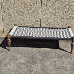 Indian Solid Wood Charpai Khat Manjhi Woven Charpai Daybed White 180x90x45cm Indian Solid Wood Charpai Khat Manjhi Woven Charpai Daybed White 180x90x45cm