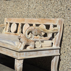 Indian Wooden Hand Carved Daybed Sofa Bird & Lion Garden Bench 200x75x90 cm Indian Wooden Hand Carved Daybed Sofa Bird & Lion Garden Bench 200x75x90 cm