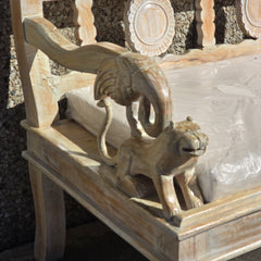 Indian Wooden Hand Carved Daybed Sofa Bird & Lion Garden Bench 200x75x90 cm Indian Wooden Hand Carved Daybed Sofa Bird & Lion Garden Bench 200x75x90 cm