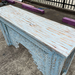 Indian Furniture Solid Hard Wood Carved Console Table Blue Indian Furniture Solid Hard Wood Carved Console Table Blue